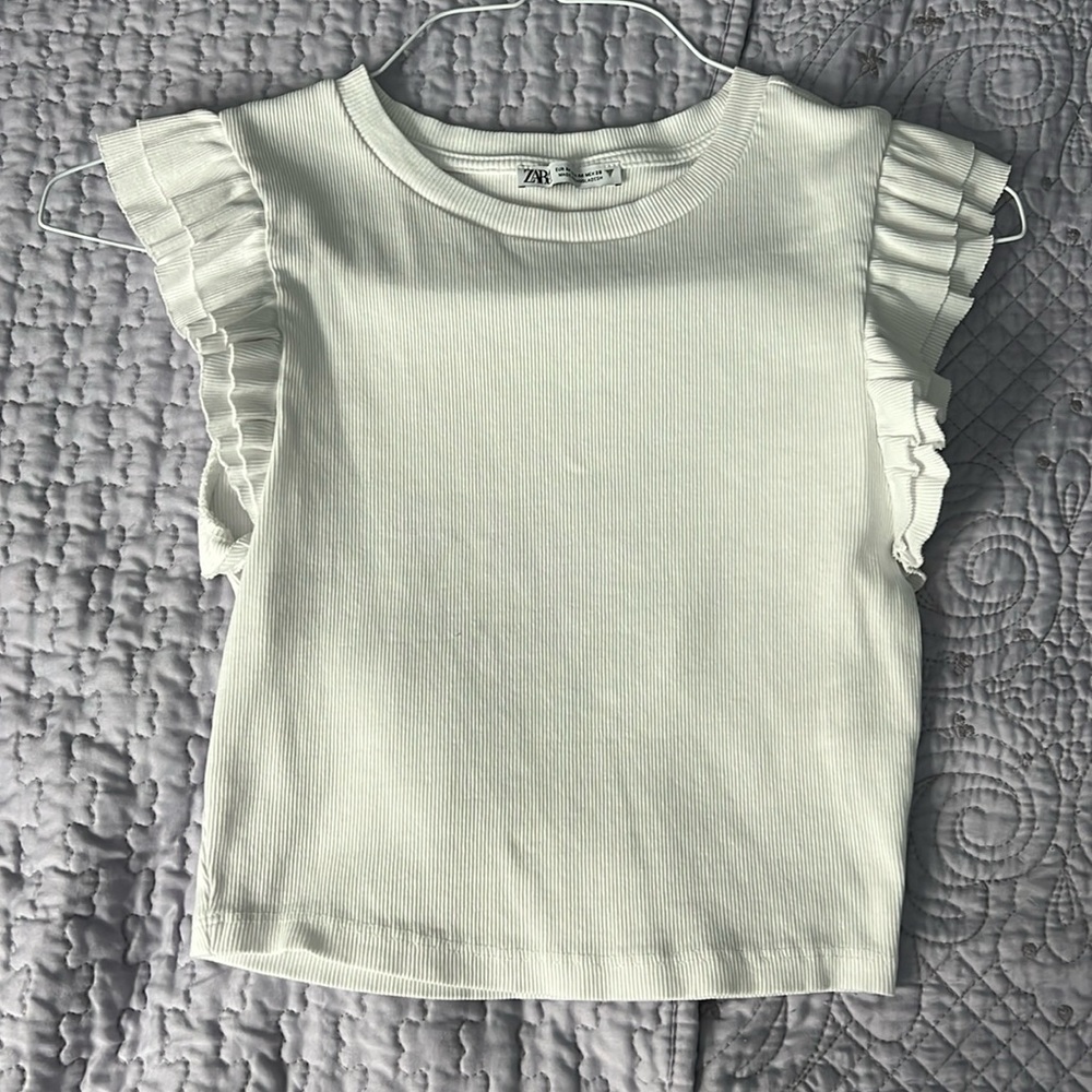 Zara white crop top size M